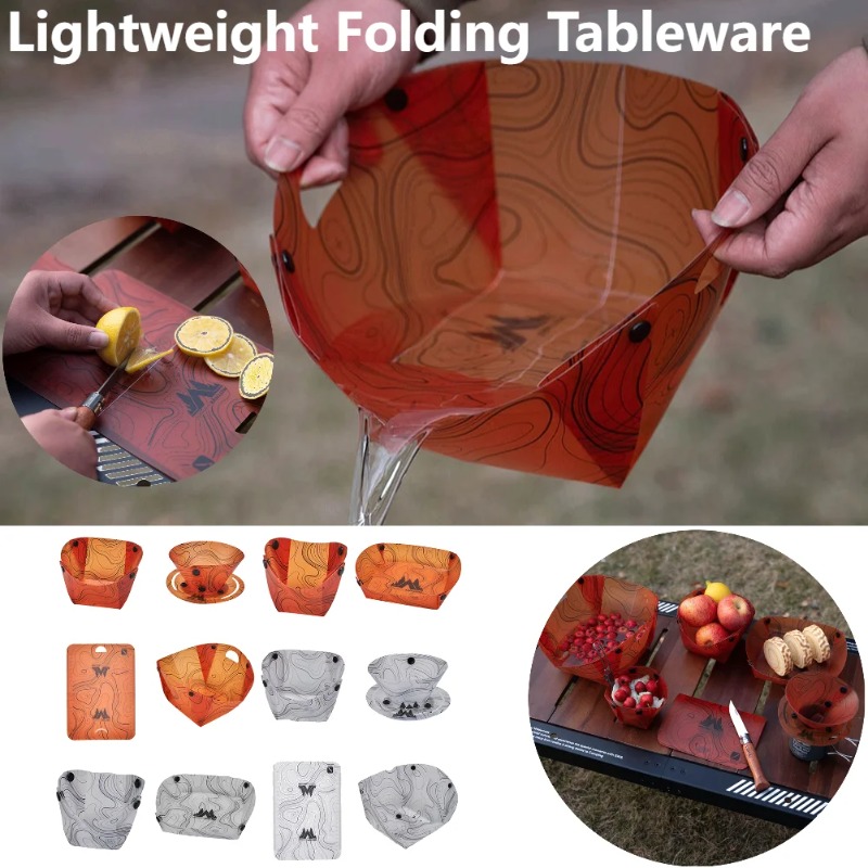 Outdoor Camping Dining Set - Foldable Camping Tableware Portable Bowl Dinner