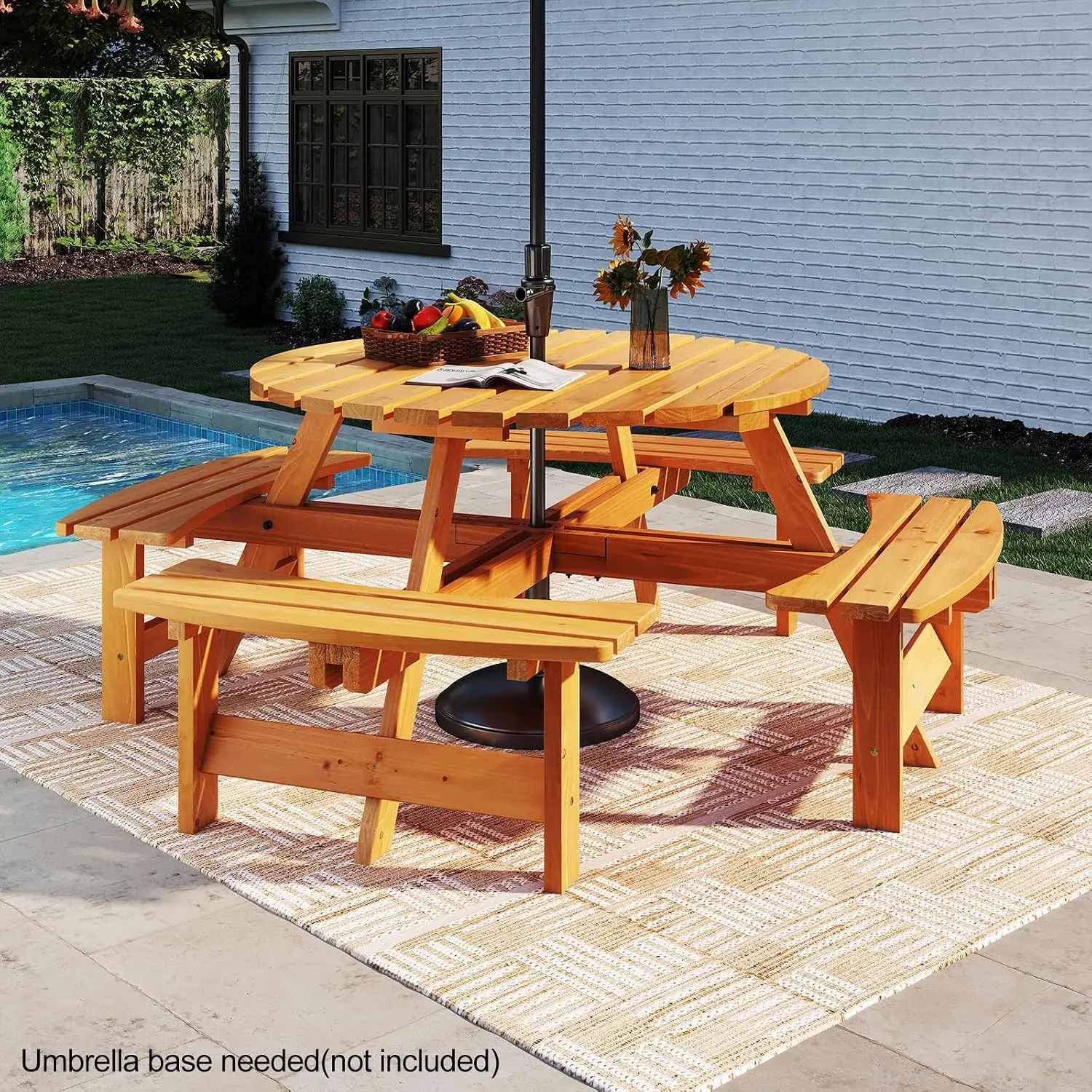 USA Stock8-Person Wood Picnic  - Outdoor Camping Usa recension och pris