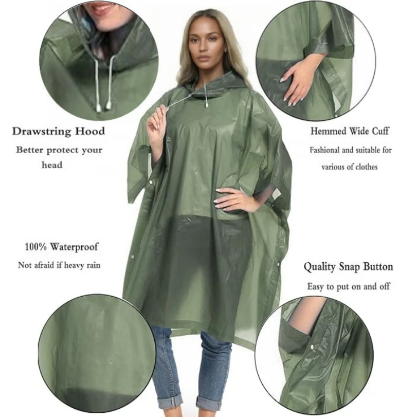 Reusable Raincoat with Drawstr - Camping Rain Poncho recension och pris