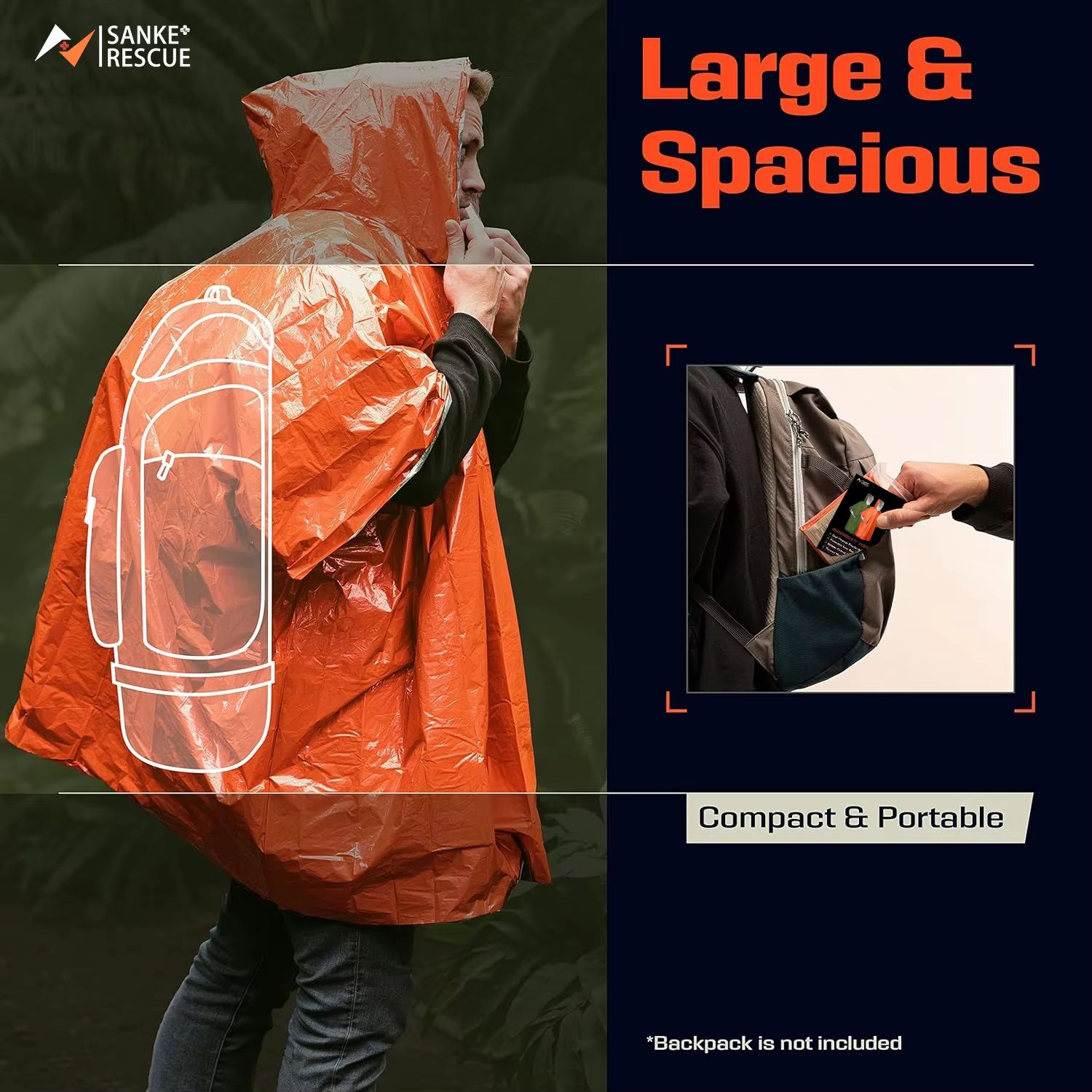 Emergency Rain Poncho Thermal  - Camping Rain Poncho recension och pris